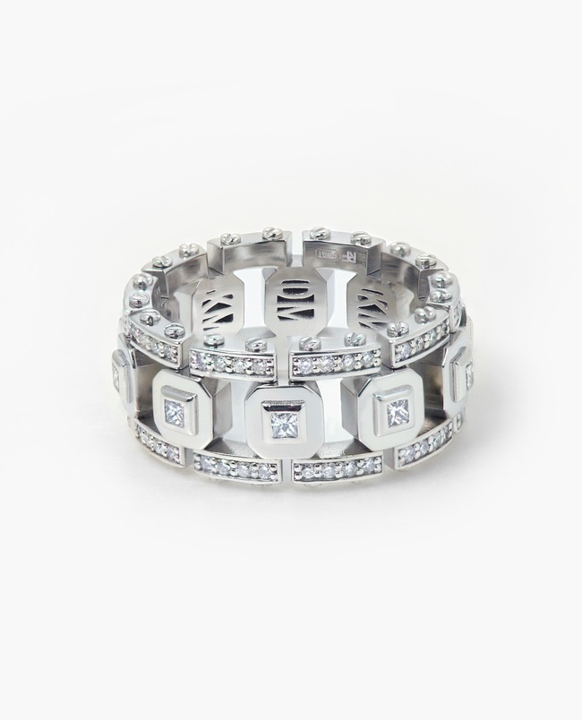 Ready to Ship - LA PAZ Platinum Ring with 1.20ct White Diamonds with Initials